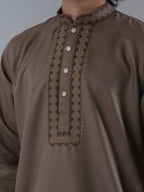 FESTIVE Coffee Brown Embroidered Panjabi - BazeLine