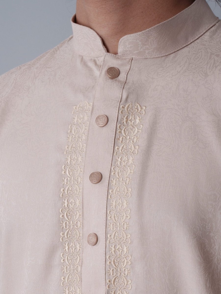 FESTIVE Ivory Embroidered Jacquard Panjabi - BazeLine