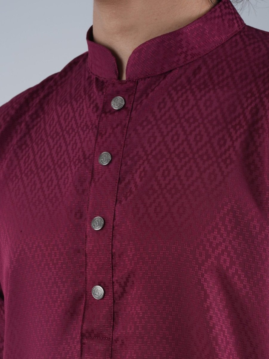 FESTIVE Maroon Jacquard Panjabi - BazeLine