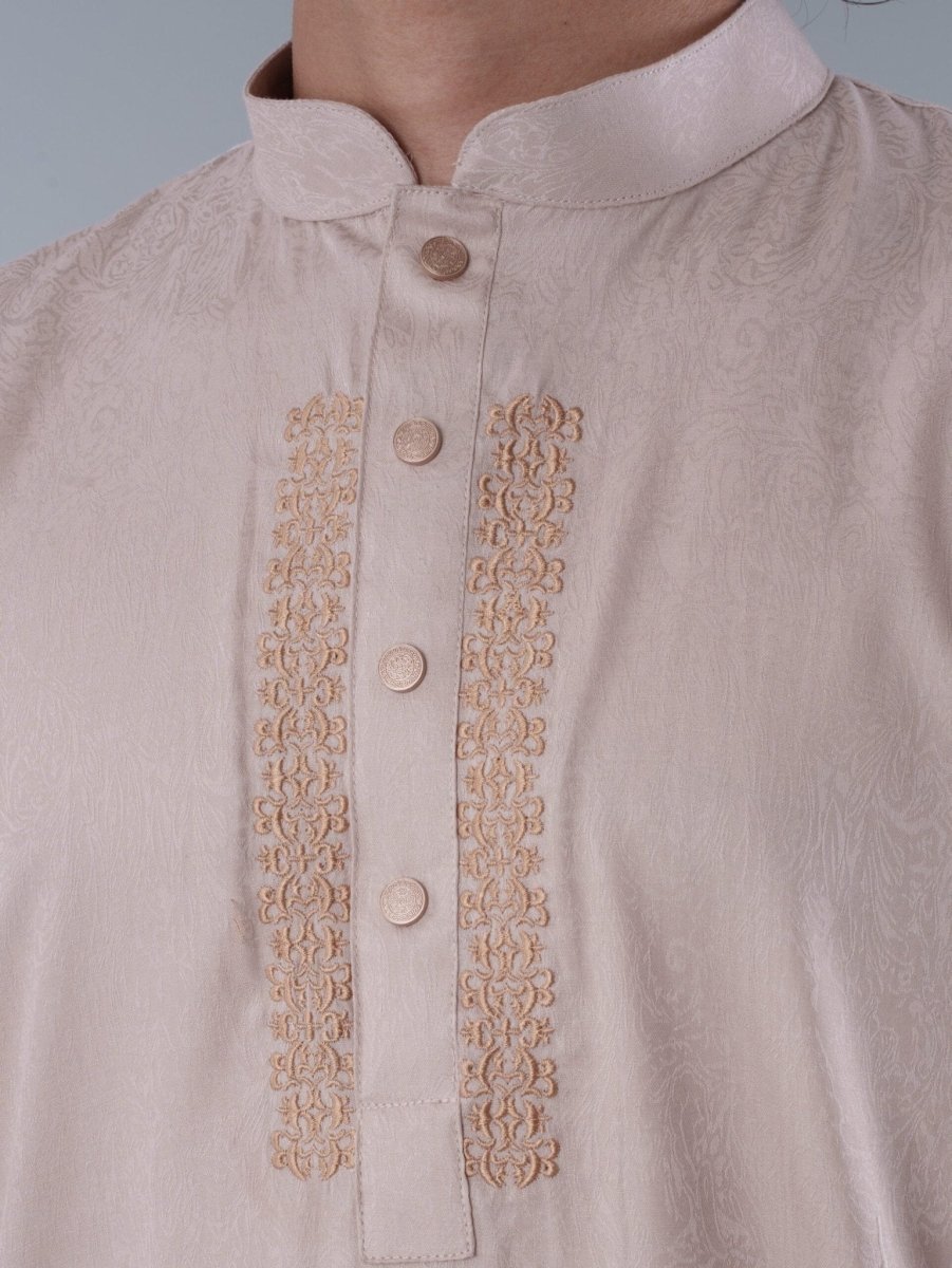 FESTIVE Mauve Cream Embroidered Jacquard Panjabi - BazeLine