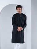 FESTIVE Midnight Black Embroidered Panjabi - BazeLine
