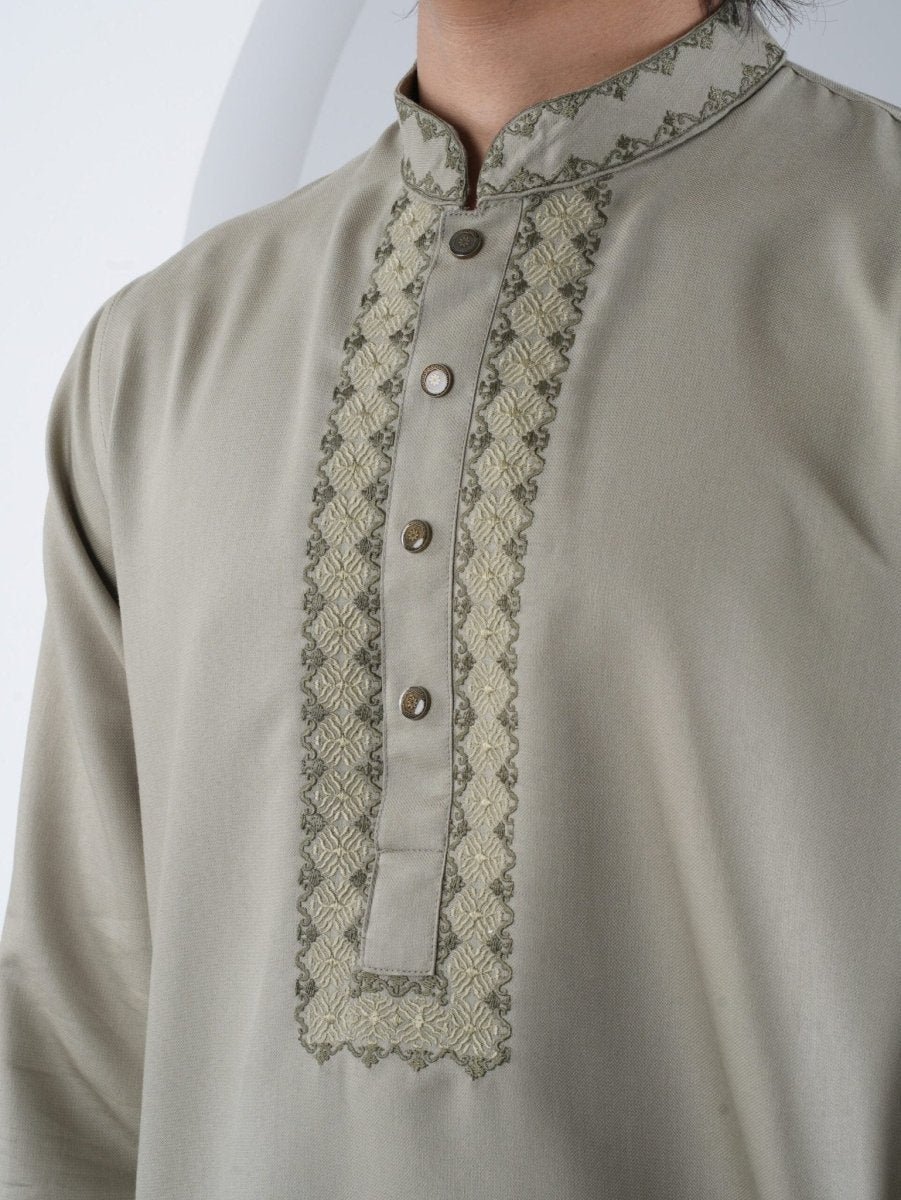 FESTIVE Sage Green Embroidered Panjabi - BazeLine