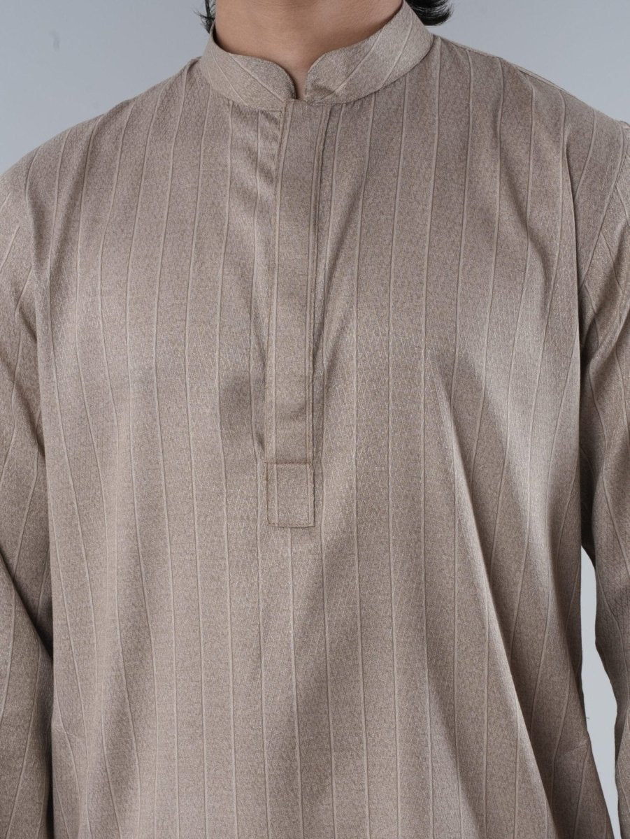 FESTIVE Sand Beige Striped Panjabi - BazeLine
