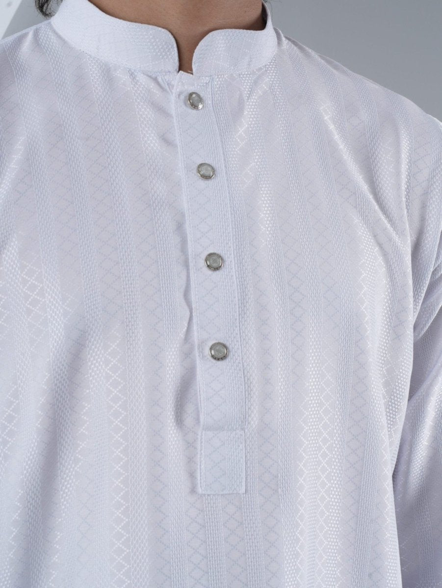 FESTIVE White Jacquard Panjabi - BazeLine