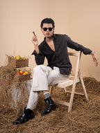 MOST WANTED Man in Black Pinstripes Shirt - BazeLine
