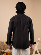 MOST WANTED Man in Black Pinstripes Shirt - BazeLine