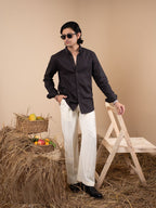 MOST WANTED Man in Black Pinstripes Shirt - BazeLine