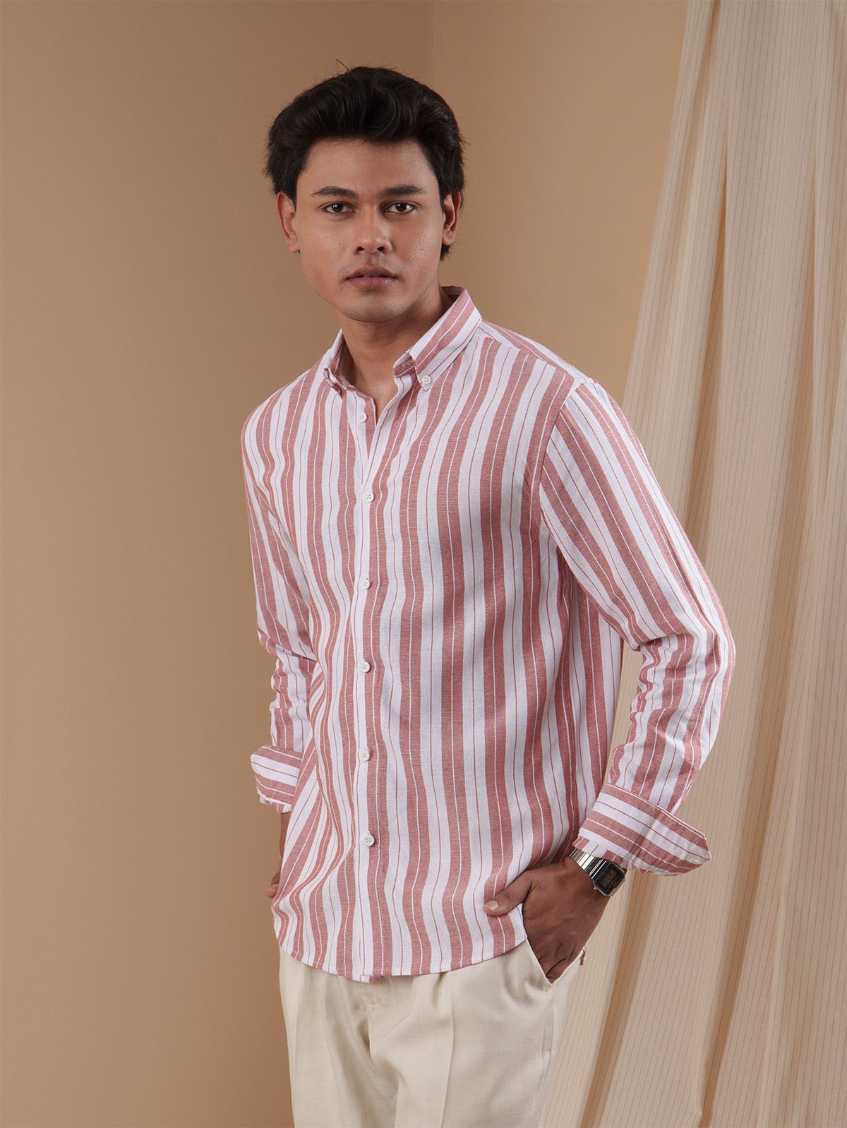 NEXUS Dusty Rose Stripe Shirt - BazeLine