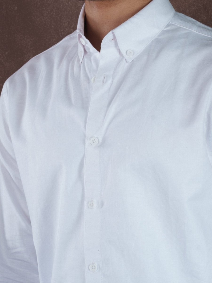 NOBLE Arctic White Herringbone Shirt - BazeLine