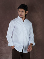 NOBLE Arctic White Herringbone Shirt - BazeLine