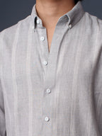 ORBIT Ash Grey Striped Shirt - BazeLine