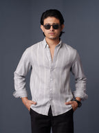 ORBIT Ash Grey Striped Shirt - BazeLine
