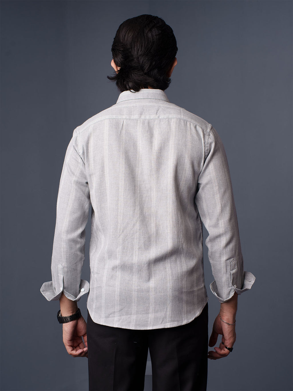 ORBIT Ash Grey Striped Shirt - BazeLine