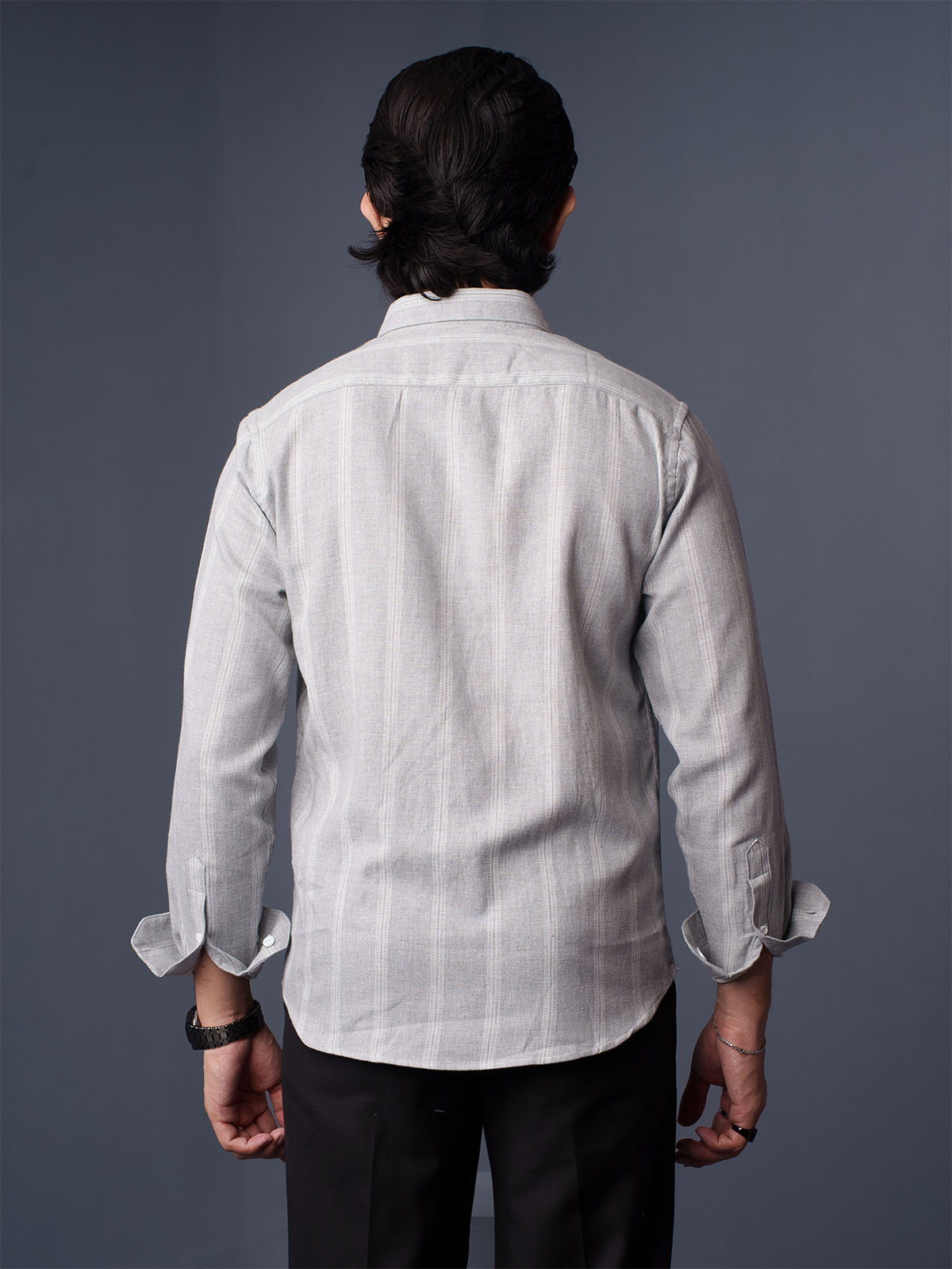 ORBIT Ash Grey Striped Shirt - BazeLine