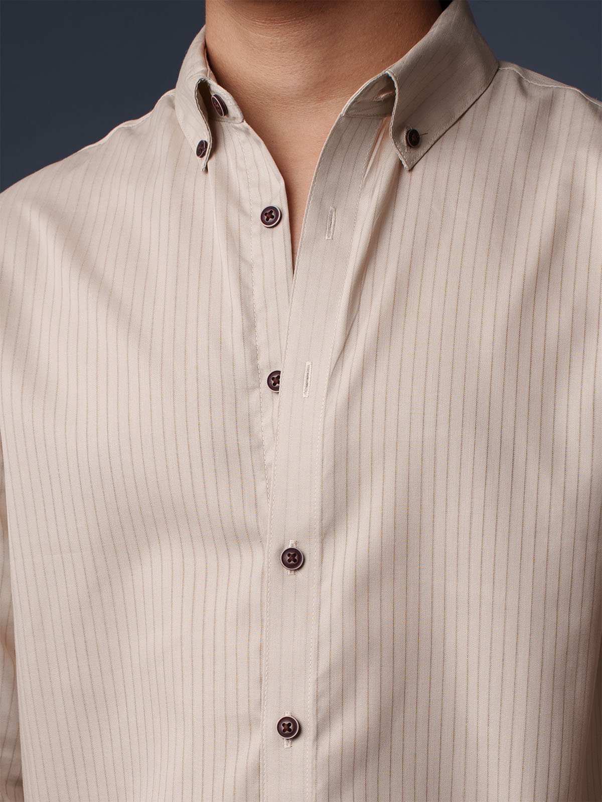 ORBIT Beige Pinstripe Shirt - BazeLine