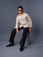 ORBIT Beige Pinstripe Shirt - BazeLine