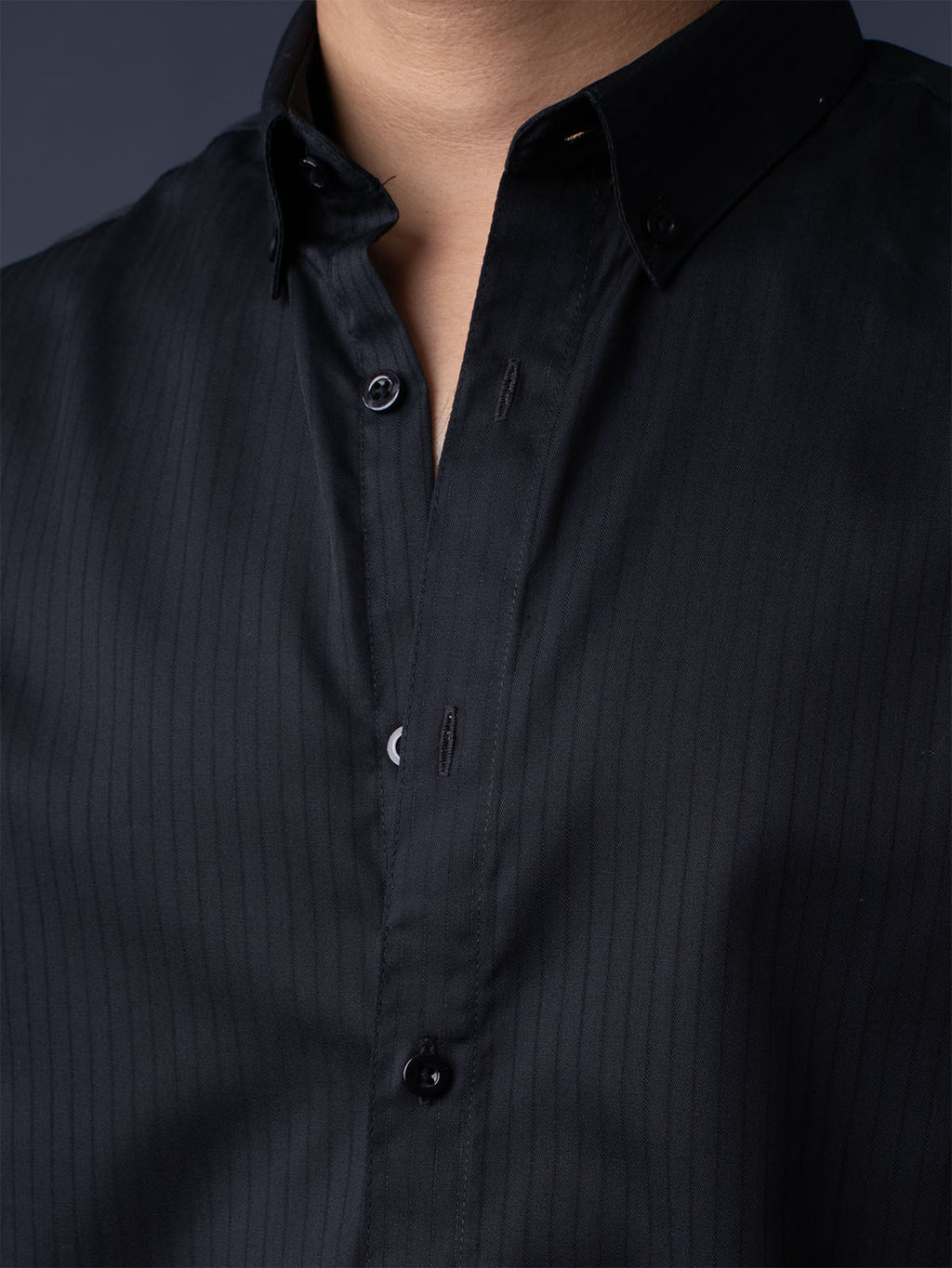 ORBIT Black Herringbone Shirt - BazeLine