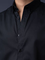 ORBIT Black Herringbone Shirt - BazeLine