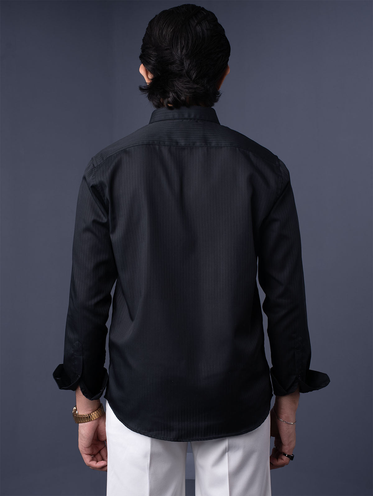 ORBIT Black Herringbone Shirt - BazeLine