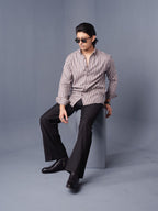 ORBIT Coffee & Grey Striped Shirt - BazeLine