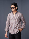 ORBIT Coffee & Grey Striped Shirt - BazeLine