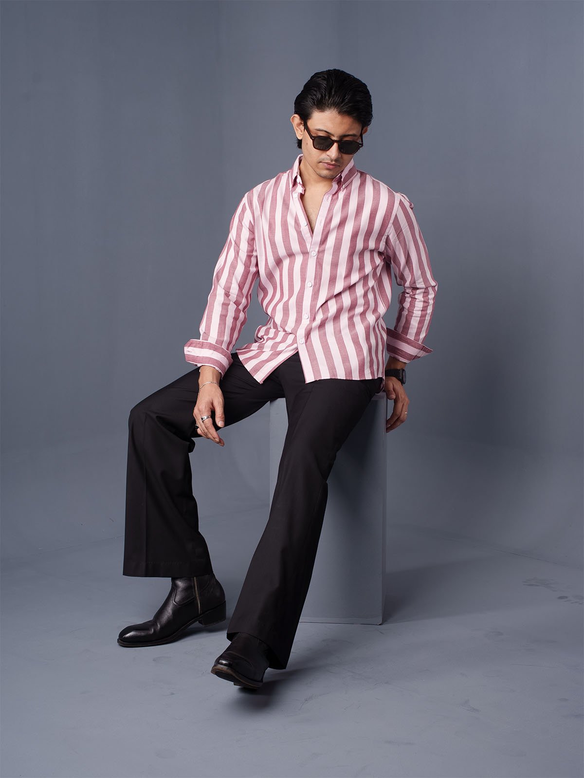 ORBIT Maroon & Pink Striped Shirt - BazeLine