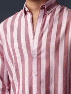 ORBIT Maroon & Pink Striped Shirt - BazeLine