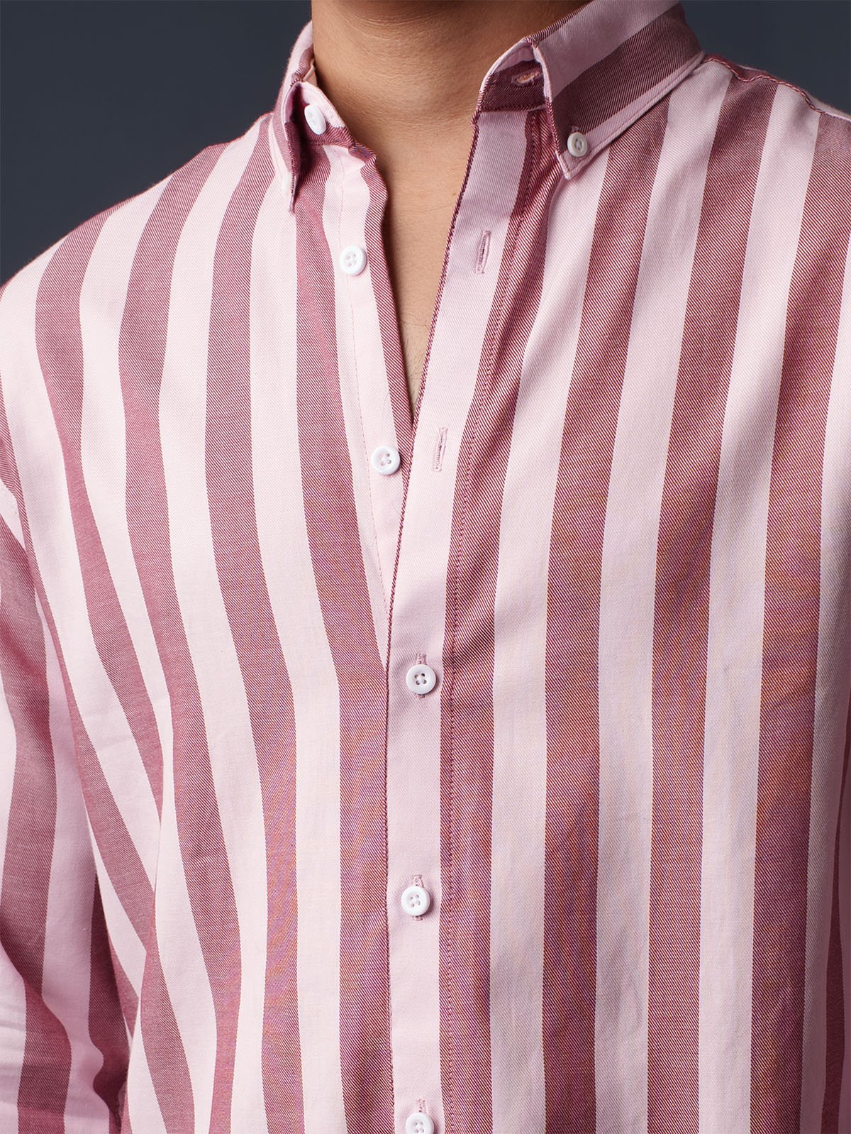 ORBIT Maroon & Pink Striped Shirt - BazeLine