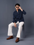 ORBIT Navy Blue Striped Shirt - BazeLine