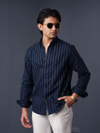 ORBIT Navy Blue Striped Shirt - BazeLine