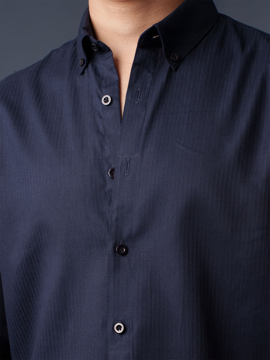ORBIT Navy Herringbone Shirt - BazeLine