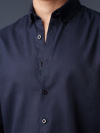 ORBIT Navy Herringbone Shirt - BazeLine