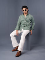 ORBIT Sage Green Striped Shirt - BazeLine