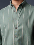 ORBIT Sage Green Striped Shirt - BazeLine