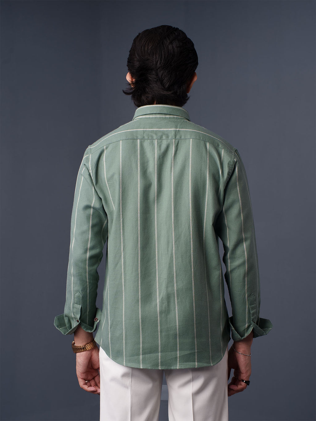 ORBIT Sage Green Striped Shirt - BazeLine