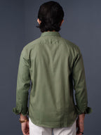 ORBIT Sage Olive Herringbone Shirt - BazeLine