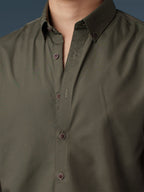ORBIT Solid Olive Green Shirt - BazeLine