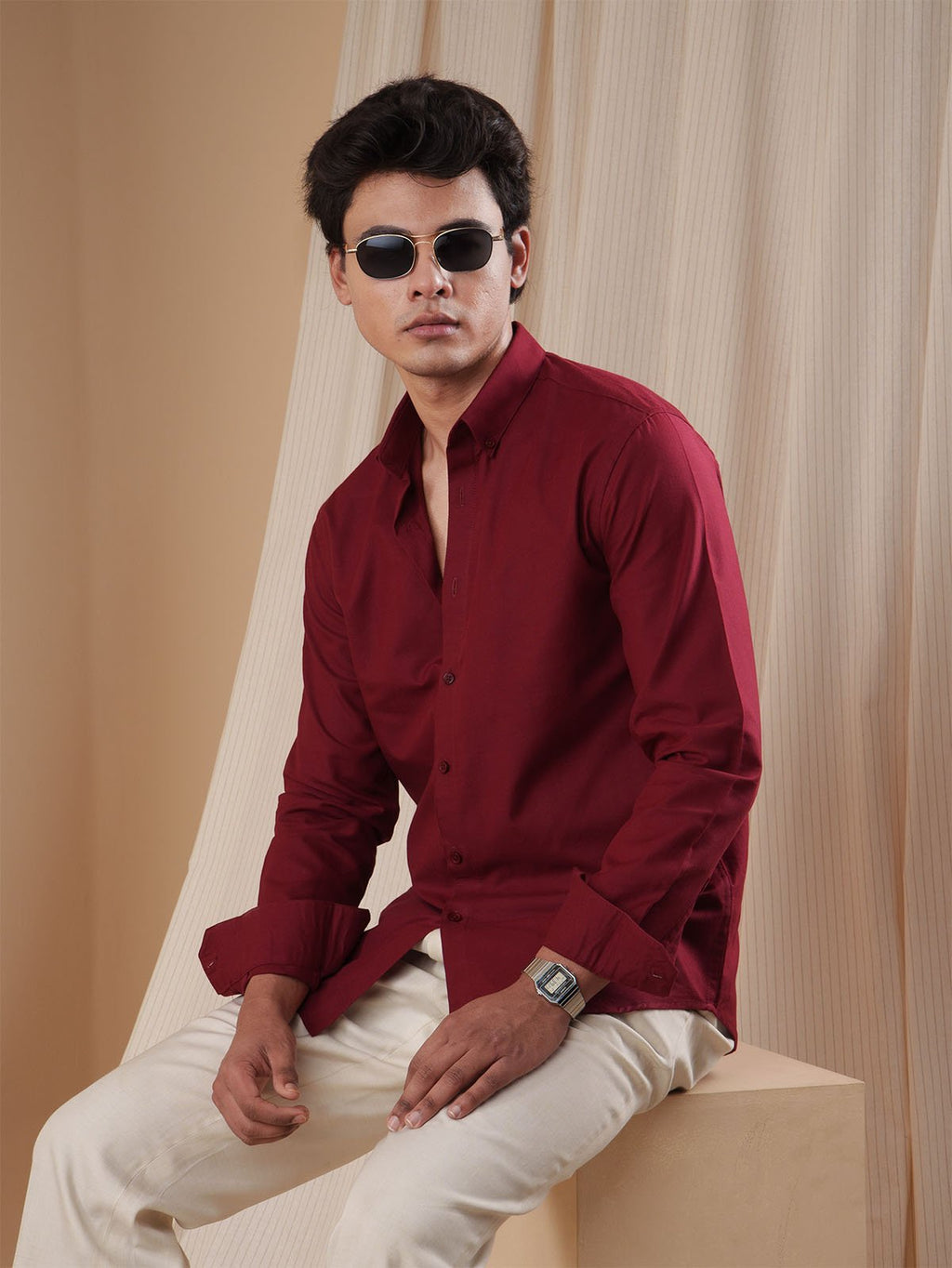 PRESTIGE Crimson Maroon Shirt - BazeLine