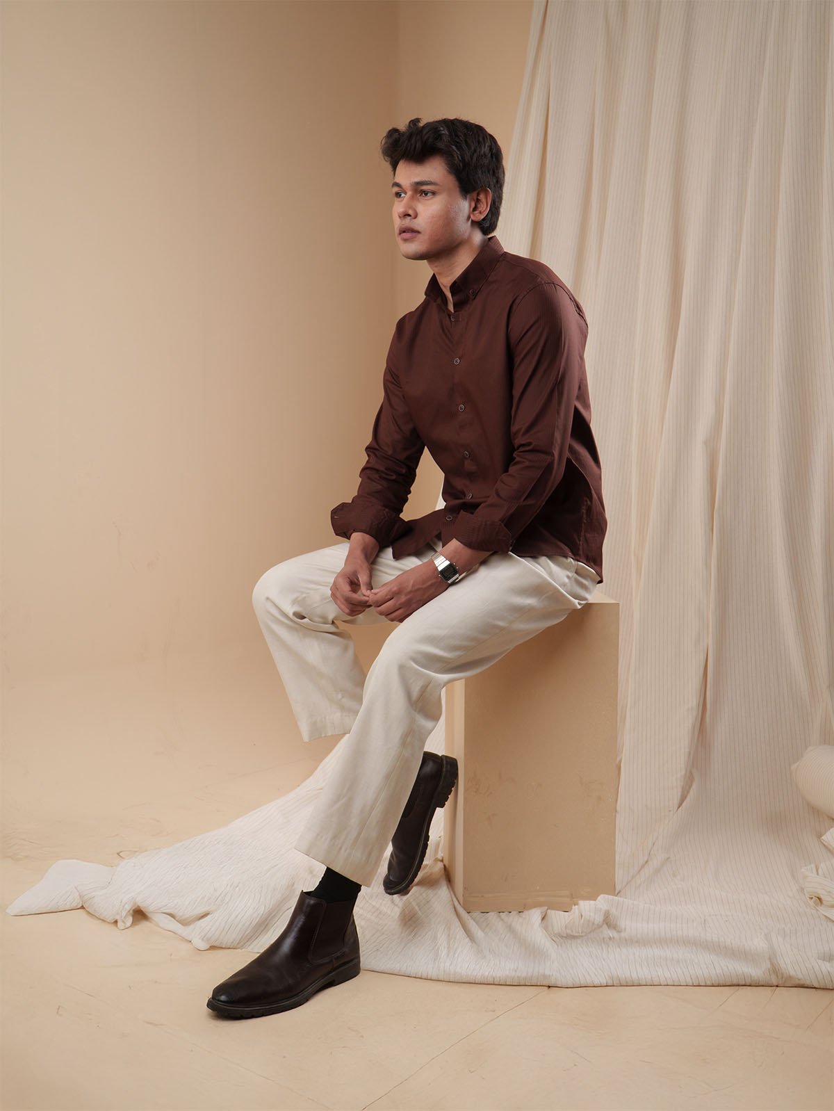 PRESTIGE Espresso Textured Shirt - BazeLine