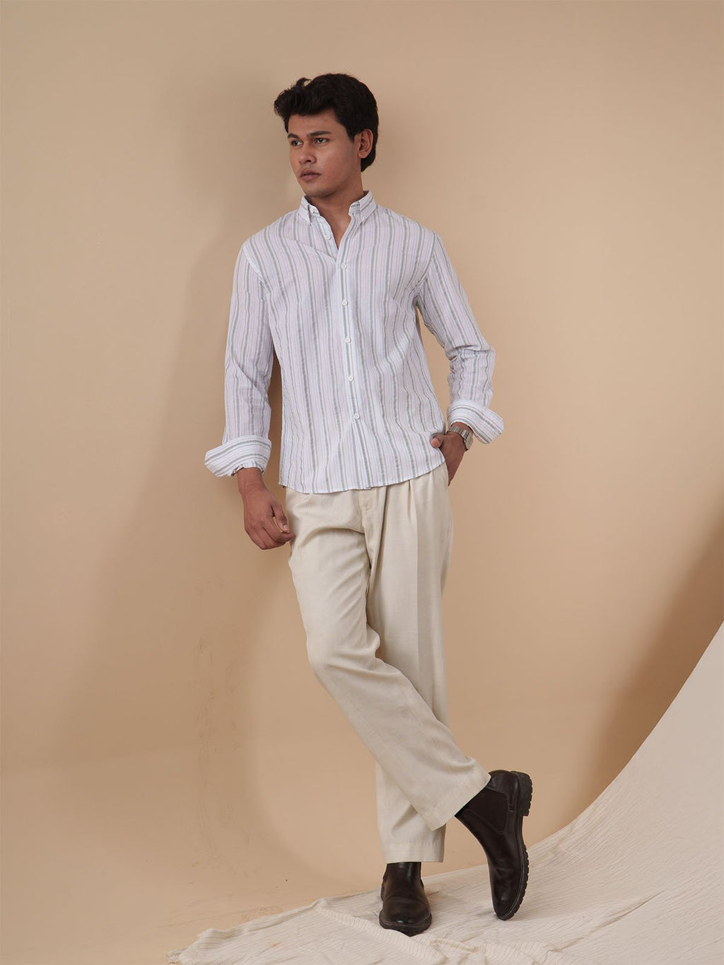 PRESTIGE Sage Stripe Shirt - BazeLine