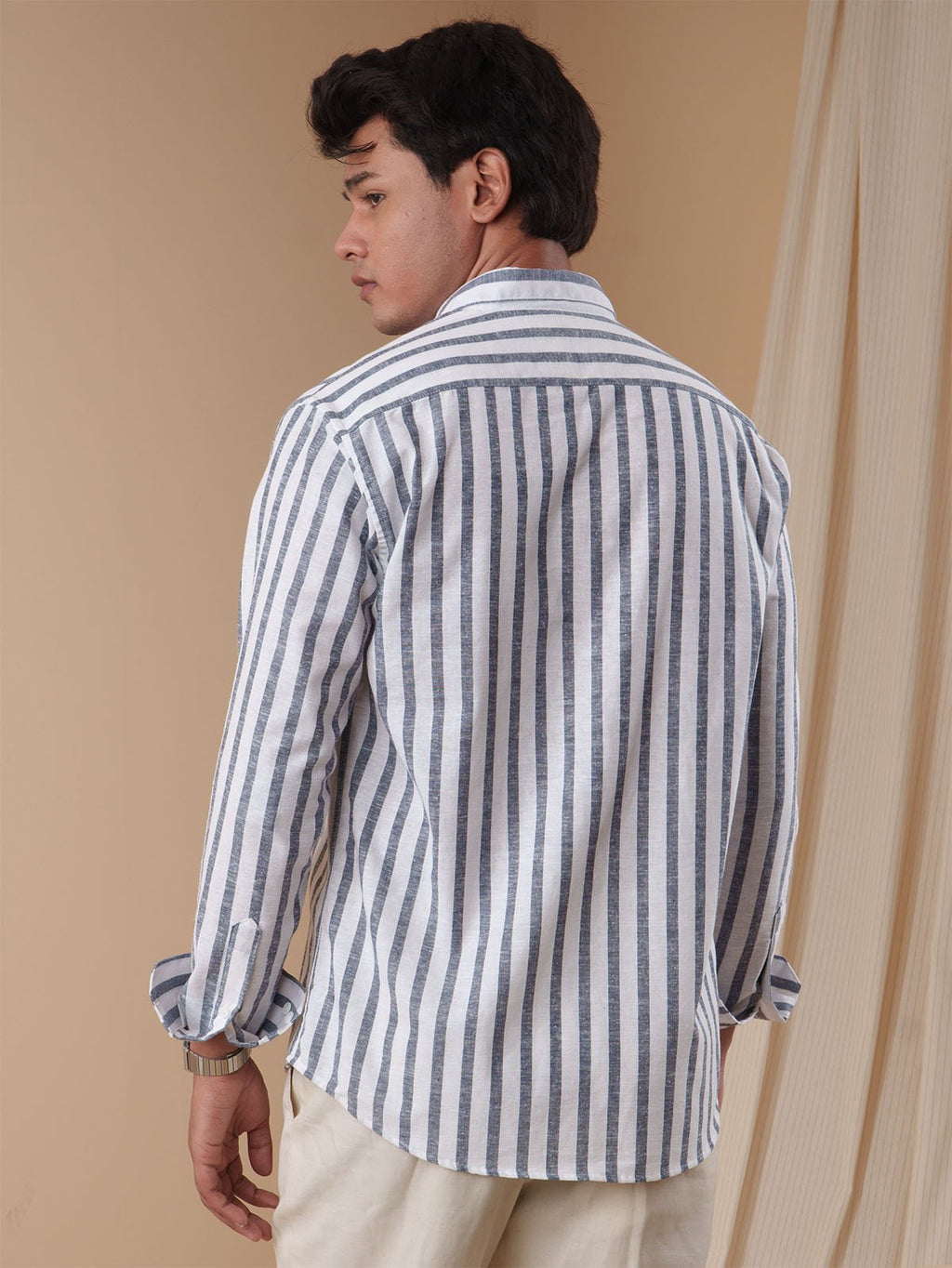 PRESTIGE White Indigo Stripe Shirt - BazeLine