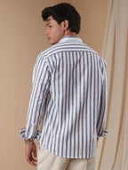PRESTIGE White Indigo Stripe Shirt - BazeLine