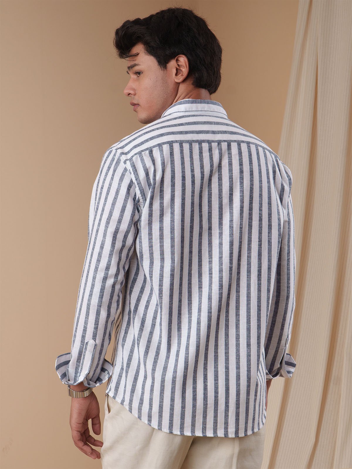 PRESTIGE White Indigo Stripe Shirt - BazeLine