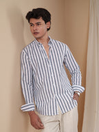 PRESTIGE White Indigo Stripe Shirt - BazeLine