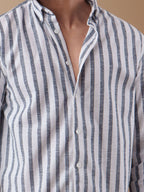 PRESTIGE White Indigo Stripe Shirt - BazeLine