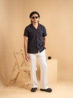 CROCHET Midnight Black Cuban Shirt