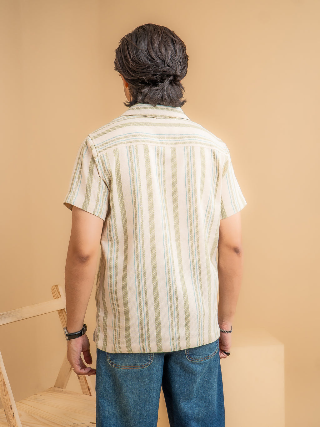 CROCHET Sage Stripe Cuban Shirt