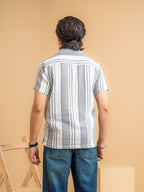 CROCHET Ash Grey Stripe Cuban Shirt