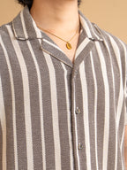 CROCHET Charcoal Stripe Cuban Shirt
