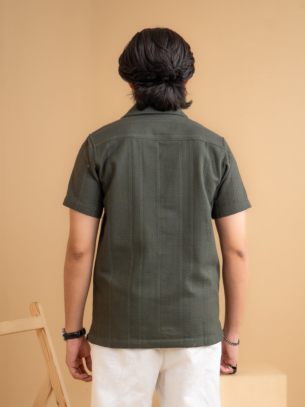 CROCHET Deep Olive Cuban Shirt